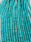 Turquoise Smooth 5mm Roundel shape (blue +green ),genuine Turquoise beads, Length 16" Grade AAA,  Natural Gemstone