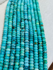 Turquoise  Roundel Beads 8 mm (blue +green ),genuine Turquoise beads, Length 16" Grade AAA,  Natural Gemstone
