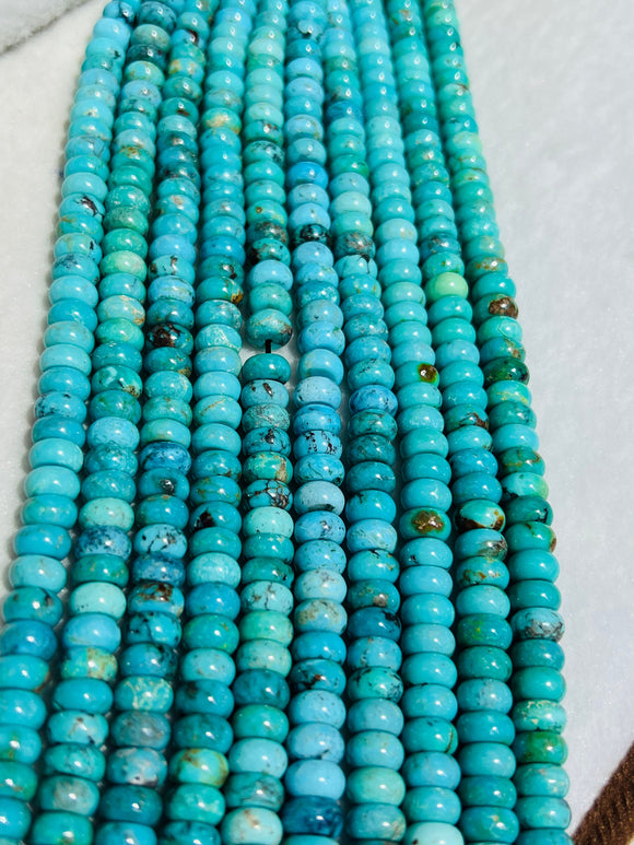 Turquoise  Roundel Beads 8 mm (blue +green ),genuine Turquoise beads, Length 16