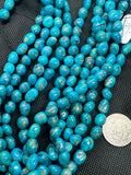 Turquoise nugget shape,Size 8X10MM genuine Blue Turquoise beads, Length 16" , tumble shape, American Turquoise .