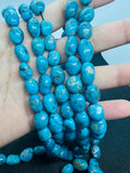 Turquoise nugget shape,Size 8X12MM approx, genuine Blue Turquoise beads, Length 16" , tumble shape, American Turquoise .