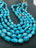 Turquoise nugget shape,Size 8X12MM approx, genuine Blue Turquoise beads, Length 16" , tumble shape, American Turquoise .