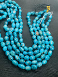 Turquoise nugget shape,Size 8X12MM approx, genuine Blue Turquoise beads, Length 16" , tumble shape, American Turquoise .