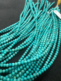 Turquoise Round 4MM Beads , 100 % Genuine Stone , Length in 16 Inch, Turquoise Round Blue+green, AA quality in color