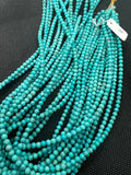 Turquoise Round 4MM Beads , 100 % Genuine Stone , Length in 16 Inch, Turquoise Round Blue+green, AA quality in color