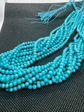 Turquoise Round 4MM Beads , 100 % Genuine Stone , Length in 16 Inch, Turquoise Round Blue AAA quality in color