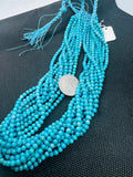 Turquoise Round 4MM Beads , 100 % Genuine Stone , Length in 16 Inch, Turquoise Round Blue AAA quality in color