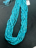 Turquoise Round 4MM Beads , 100 % Genuine Stone , Length in 16 Inch, Turquoise Round Blue AAA quality in color