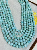 8MM Larimar Smooth Round Shape, Natural Larimar ,Top Quality Length 40 cm - Larimar Beads