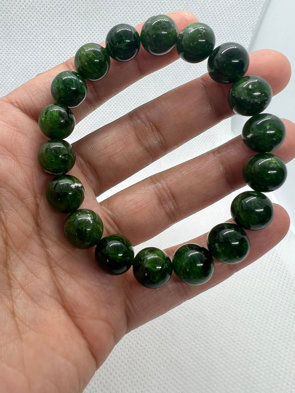 Chrome Diopside 10.8MM Round bracelet, Very good quality Stretch Bracelet,  length 7.5”, code #3, gram 36.3