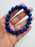 Lapis 10 MM Bracelet , Beautiful Blue Bracelet, Natural Lapis Round Beaded Bracelet , Gemstone beads Code #2