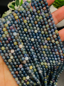 Sapphire Round Beads - 4mm Size -  AAA Quality • Length 40 Cm -  Natural Sapphire Beads • Sapphire Round beads