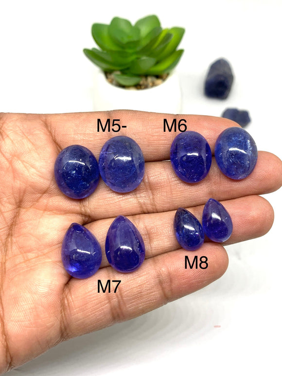 Tanzanite  Cabochon - Code # M5 to M8 - AAA Quality - Natural Tanzanite Cabochon - Tanzanite Loose Stone - Tanzanite Cabs