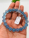 Aquamarine Round Bracelet • 10 mm Size • Code C18 • 4A Quality • 7.5 Inch Length • Stretch Bracelet • Natural Aquamarine Bracelet