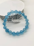 Aquamarine Round Bracelet • 10 mm Size • Code C19 • 4A Quality • 7.5 Inch Length • Stretch Bracelet • Natural Aquamarine Bracelet