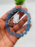 Aquamarine Round Bracelet • 10 mm Size • Code C18 • 4A Quality • 7.5 Inch Length • Stretch Bracelet • Natural Aquamarine Bracelet