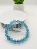 Aquamarine Round Bracelet • 10 mm Size • Code C19 • 4A Quality • 7.5 Inch Length • Stretch Bracelet • Natural Aquamarine Bracelet