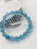 Aquamarine Round Bracelet • 10 mm Size • Code C19 • 4A Quality • 7.5 Inch Length • Stretch Bracelet • Natural Aquamarine Bracelet