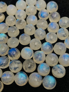 8 MM Rainbow Moonstone Round Cabs - Pack of 6 Piece - AAA quality-  Rainbow Moonstone Cabochons