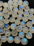 Moonstone Round Cabochon 7 mm Size - Pack of 6 Pcs -  Blue Moonstone , Rainbow Moonstone top Quality - Bue fire moonstone - origin India