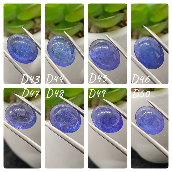 Tanzanite  Cabochon - Code # D43 to D50 - AAA Quality - Natural Tanzanite Cabochon - Tanzanite Loose Stone - Tanzanite Cabs