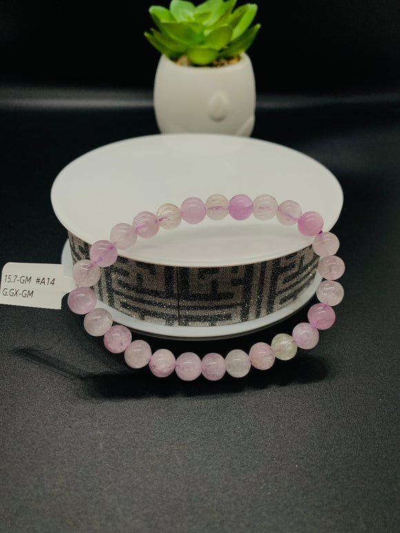 Kunzite Bracelet - 7 mm Size - Code #A14 -  7.5 Inch Length - 4A Quality - Beautiful Purple Color - Natural Kunzite Round Beaded Bracelet