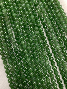 Jade Round Beads - 6 mm Size - AAA Quality - 40 cm Length - Natural Nerphrite Jade Beads - Origin Russia