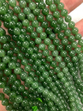 Jade Round Beads - 6 mm Size - AAA Quality - 40 cm Length - Natural Nerphrite Jade Beads - Origin Russia