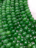 Jade Roundel Beads - 8 mm Size - Code#2 - AAA Quality - 40 cm Length - Dark Green Color -Natural Nerphrite Jade Beads - Origin Russia