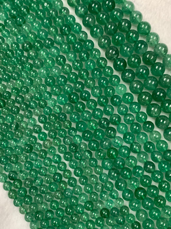 Strawberry Quartz Round Beads - 6/8/10 mm Size - Length 40 cm - Medium Green Color - Natural Strawberry Quartz Beads