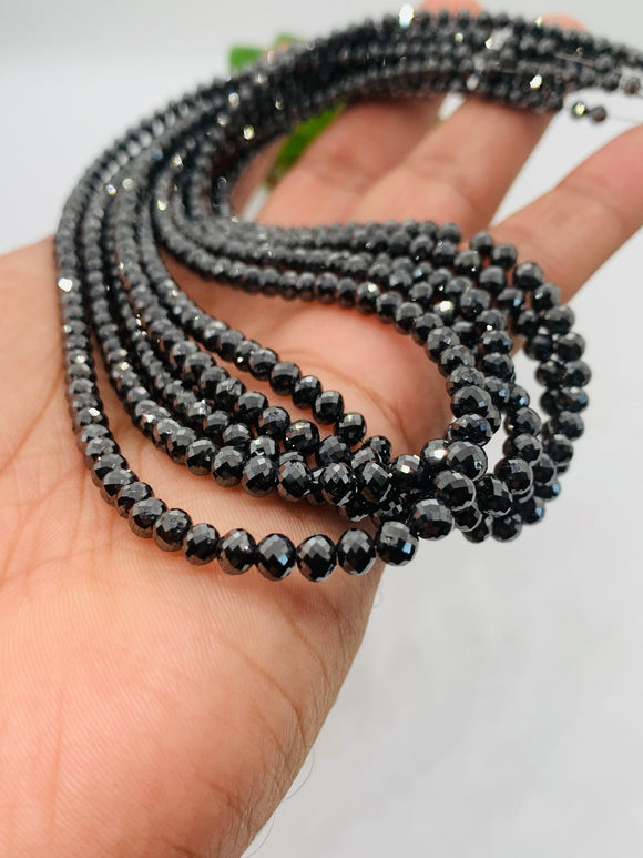 Black Diamond Faceted Beads - Size 3.5 -4.5 mm - AAA Quality - 53 Cts Strand-  Approx Length 16 Inch - Natural Diamond Beads