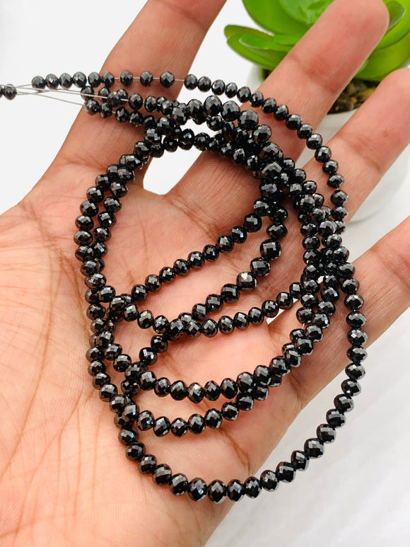 Black Diamond Faceted Beads - Size 3.5 - 5 mm - AAA Quality - 71 Cts Strand-  Approx Length 16 Inch - Natural Diamond Beads