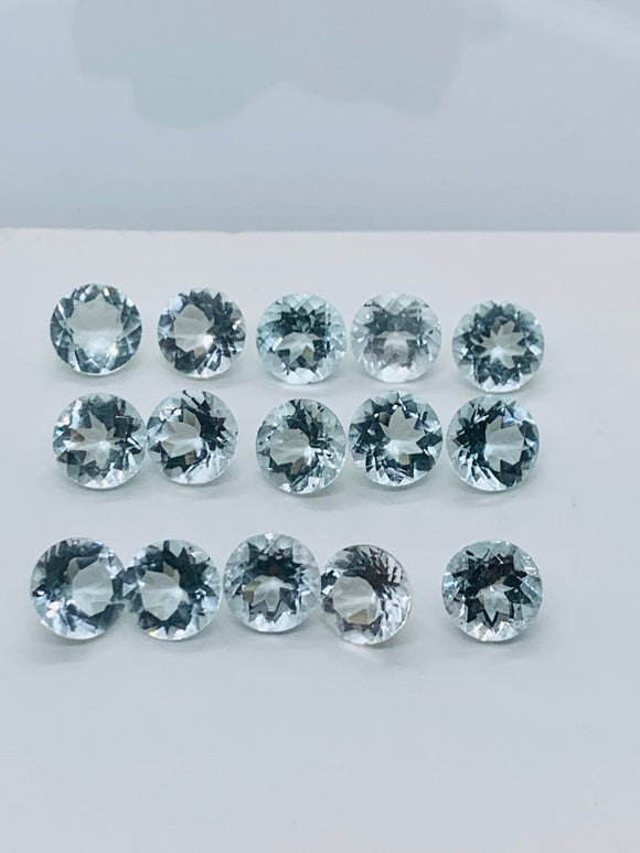 Aquamarine Round Faceted 6 mm Size  - Pack of 1 Piece - AAA Quality -  Medium Blue Color-  Natural Aquamarine Stone