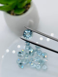 Aquamarine Round Faceted 7 mm Size - Pack of 1 Piece - AAAA Quality - Dark Blue Color- Natural Aquamarine Stone