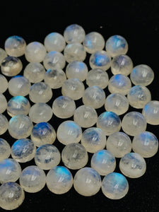 Moonstone Round Cabochon 7 mm Size - Pack of 6 Pcs -  Blue Moonstone , Rainbow Moonstone top Quality - Bue fire moonstone - origin India