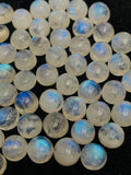 Moonstone Round Cabochon 6 mm - Pack of 6 Pcs- Blue Moonstone - Rainbow Moonstone Cabs - Flat Back Cabs