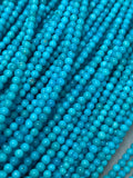 Sleeping Beauty Turquoise Round Beads 2MM size -100 % Natural Turquoise - Length 40 cm - Turquoise Round Blue AAAA Quality