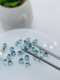 Aquamarine Heart Shape Faceted 6 mm Size - Pack of 2 Piece - AAAA Quality - Dark Blue Color - Natural Aquamarine Stone