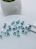 Aquamarine Heart Shape Faceted 6 mm Size - Pack of 2 Piece - AAAA Quality - Dark Blue Color - Natural Aquamarine Stone