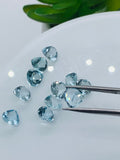 Aquamarine Heart Shape Faceted 7 mm Size - Pack of 1 Piece - AAAA Quality - Dark Blue Color - Natural Aquamarine Stone