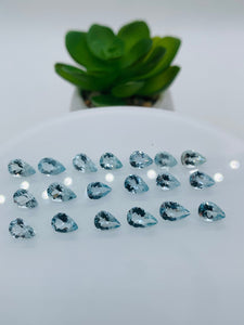 Aquamarine Pear Faceted 5x7-8 mm Size  - Pack of 2 Piece - AAAA Quality -  Dark Blue Color -  Natural Aquamarine Stone