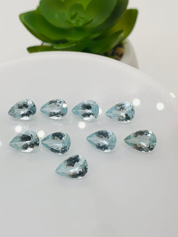 Aquamarine Pear Faceted 7x10 mm Size  - Pack of 1 Piece - AAAA Quality -  Dark Blue Color -  Natural Aquamarine Stone