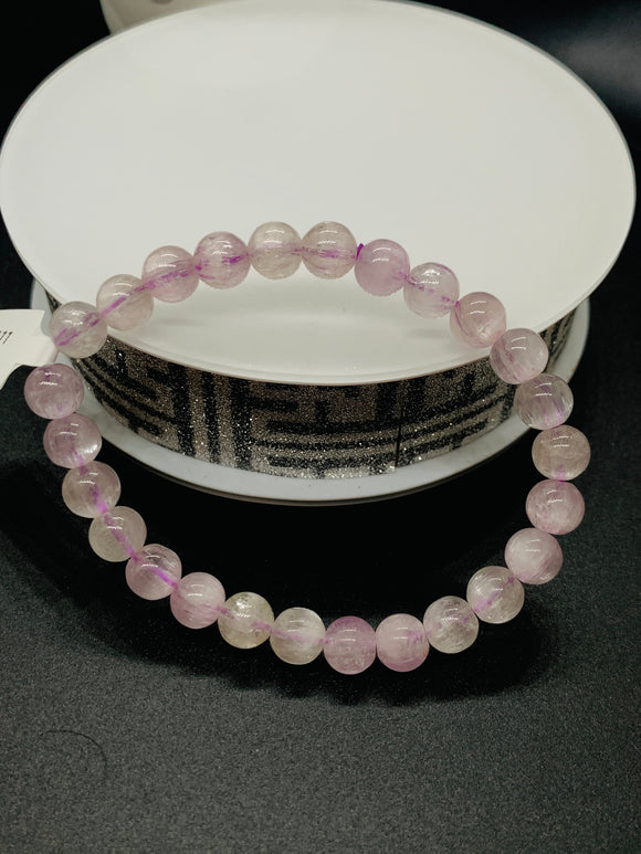 Kunzite Bracelet - 7 mm Size - Code #A11 -  7.5 Inch Length - 4A Quality - Beautiful Purple Color - Natural Kunzite Round Beaded Bracelet