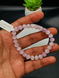 Kunzite Bracelet - 7 mm Size - Code #A14 - 7.5 Inch Length - 4A Quality - Beautiful Purple Color - Natural Kunzite Round Beaded Bracelet