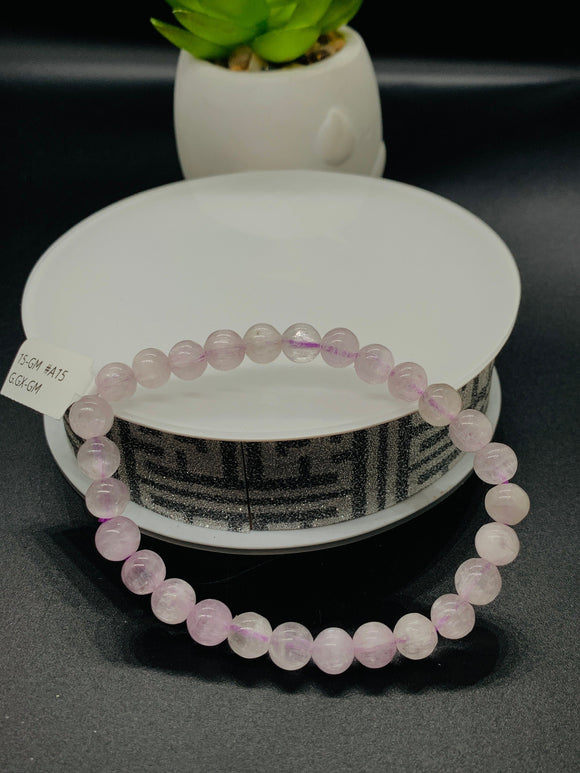 Kunzite Bracelet - 7 mm Size - Code #A15 -  7.5 Inch Length - 4A Quality - Beautiful Purple Color - Natural Kunzite Round Beaded Bracelet