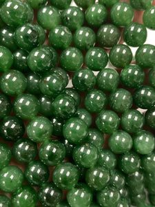 Jade Round Beads - 8 mm Size - AAA Quality - 40 cm Length - Natural Nerphrite Jade Beads - Origin Russia