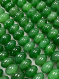 Jade Roundel Beads - 8 mm Size - Code#2 - AAA Quality - 40 cm Length - Dark Green Color -Natural Nerphrite Jade Beads - Origin Russia