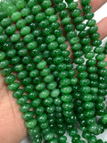 Jade Roundel Beads - 8 mm Size - Code#2 - AAA Quality - 40 cm Length - Dark Green Color -Natural Nerphrite Jade Beads - Origin Russia