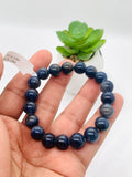 Blue Sapphire Bracelet 10 mm Size • Code # S9 • AAAA Quality • 7.5'' length • Natural Sapphire Beads • Sapphire Round Bracelet