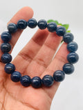 Blue Sapphire Bracelet 10 mm Size • Code # S10 • AAAA Quality • 7.5'' length • Natural Sapphire Beads • Sapphire Round Bracelet